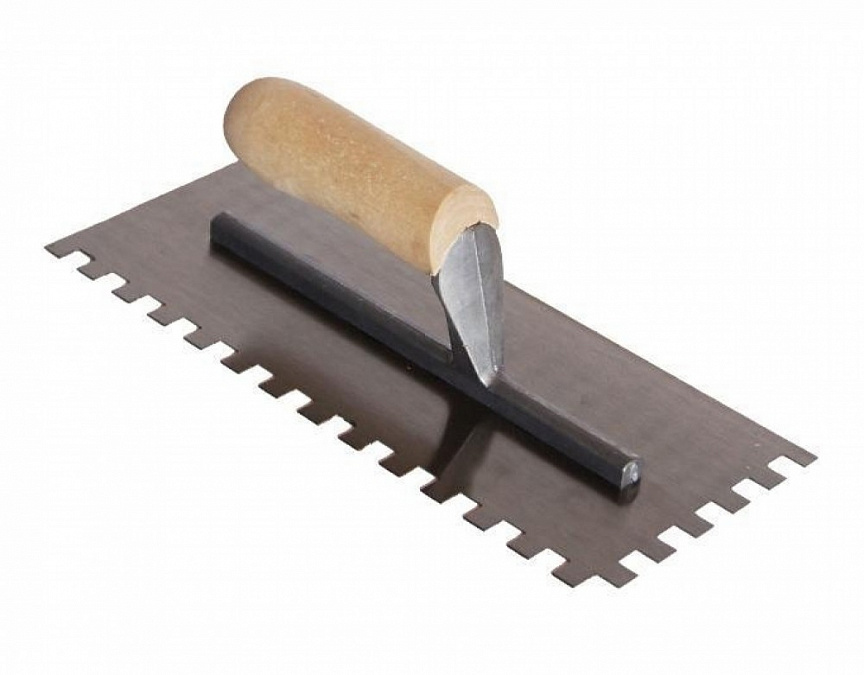 Гладилка зубчатая с деревянной ручкой(130 х 280 мм / 6 мм)