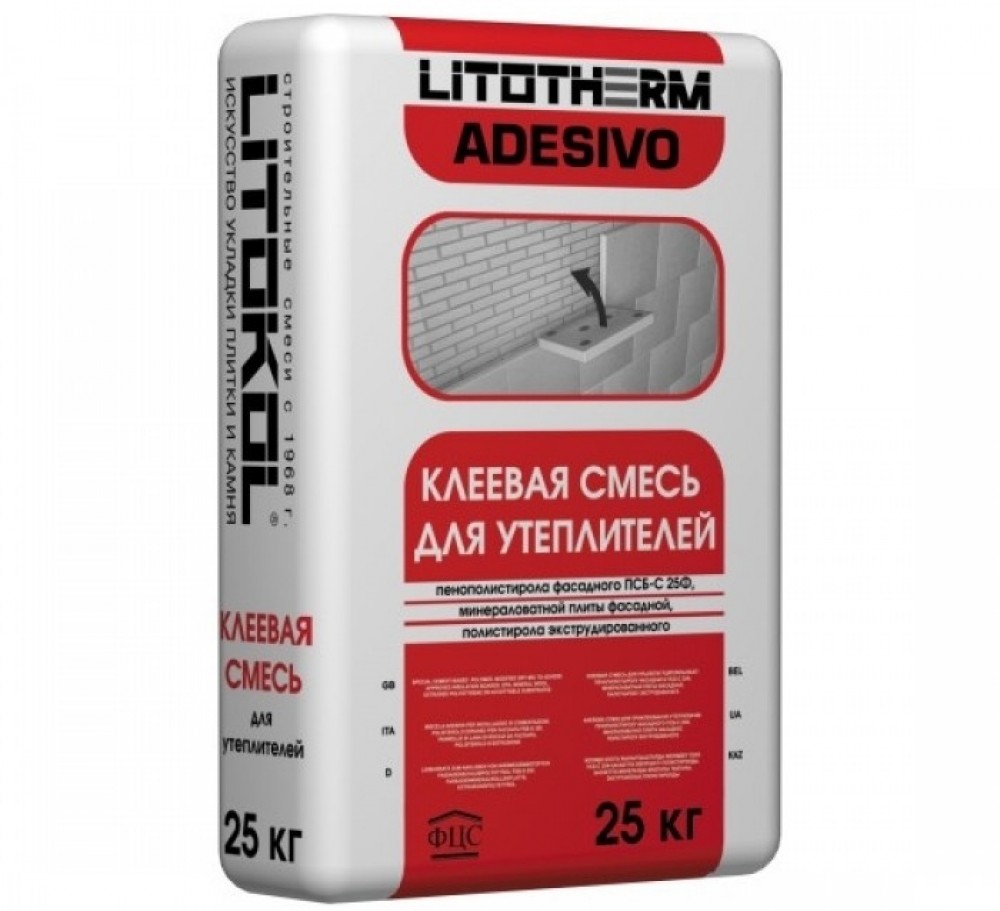 Клеевая смесь для фасадного утеплителя LITOKOL LITOTHERM Adesivo / ЛИТОКОЛ ЛИТОТЕРМ Адесиво (25 кг)