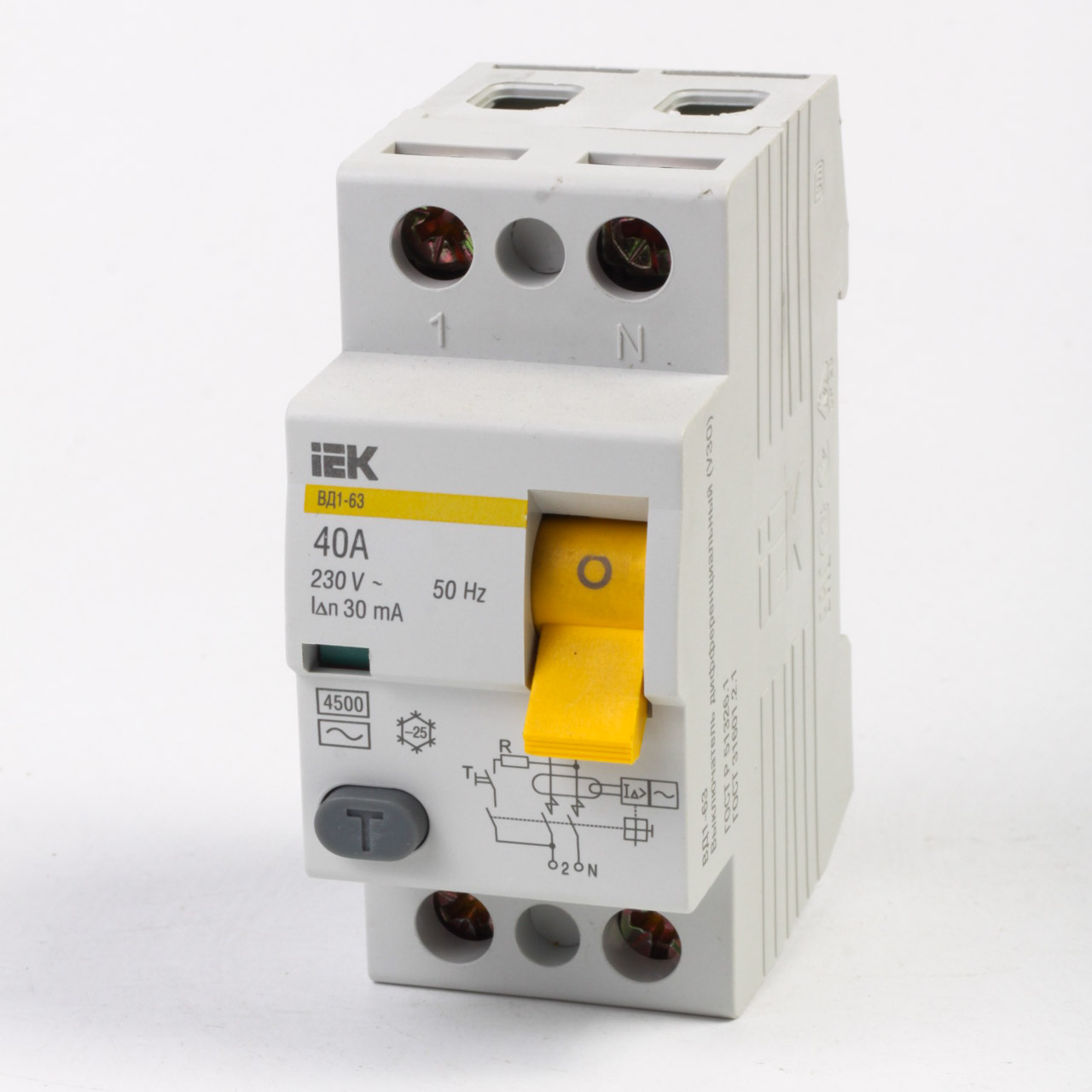 Купить выключатель дифференциального тока (узо) иэк вд1-63 2p 40a с .
